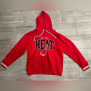 Miami Heat Mitchell & Ness Hardwood Classics Red Full Zip Hoodie Jacket L Large